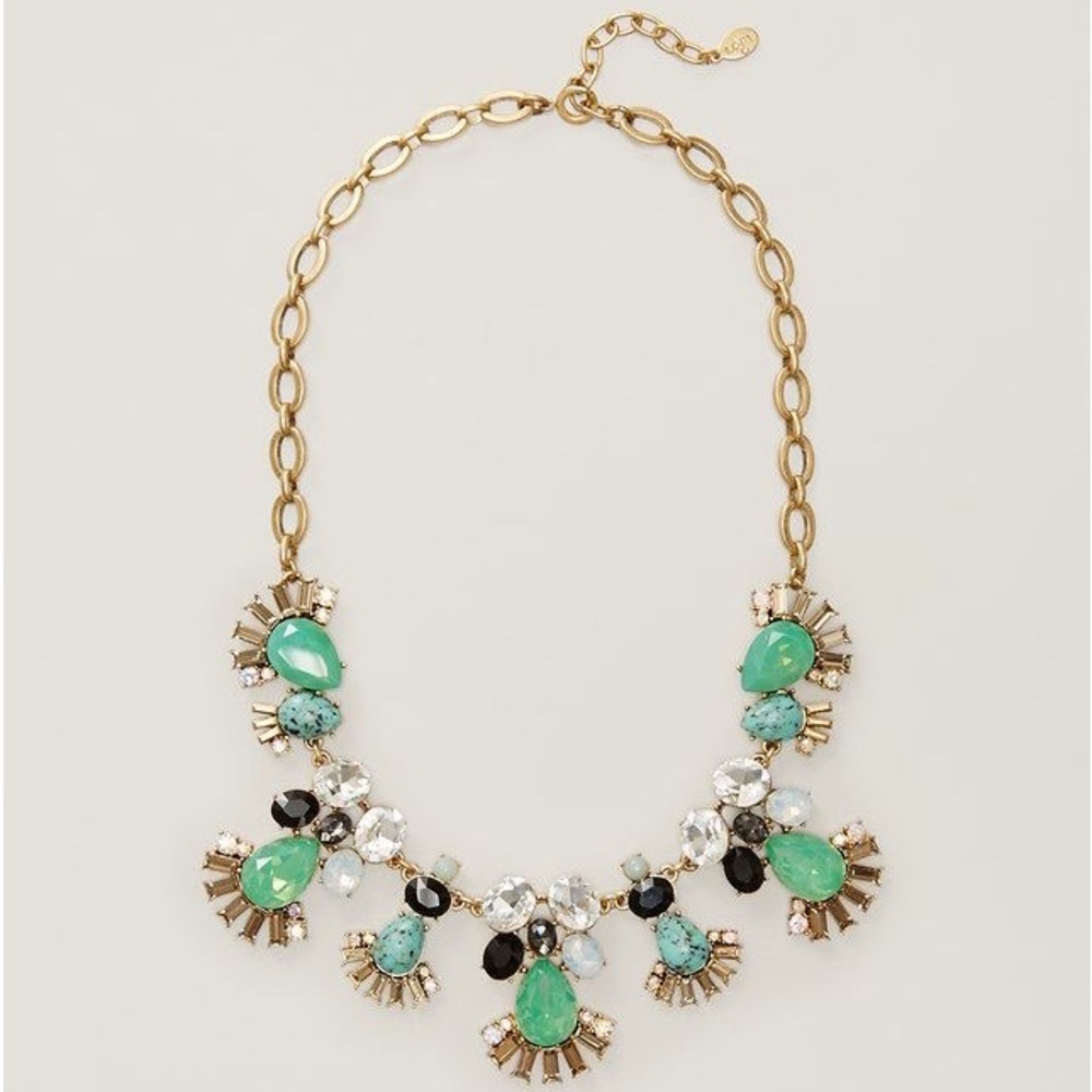 LOFT Teardrop Baguette Crystal Statement Necklace